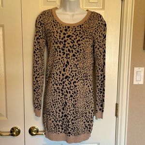 INC International Concepts Gold Sparkle Cheetah Print Sweater/Tunic Size-M